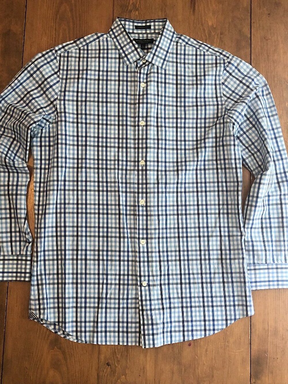 Banana Republic Camden Fit Size Large Plaid 120s Supima Cotton Button Down